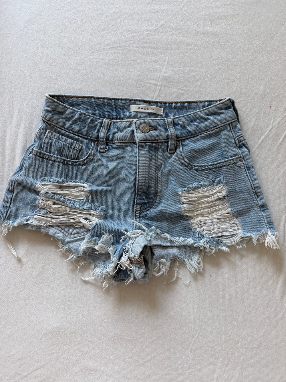 PacSun Light Blue Frayed Denim Cutoff Shorts
